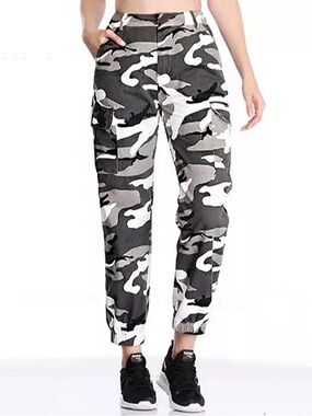 PrettyLittleThing Black & White Camo Cargo Joggers